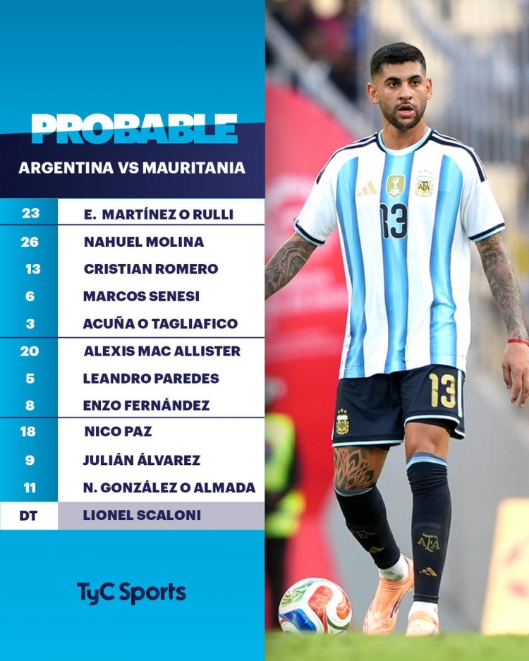 阿根廷友誼賽首發(fā)預(yù)測：阿爾瓦雷斯領(lǐng)銜 恩佐帕斯出戰(zhàn)